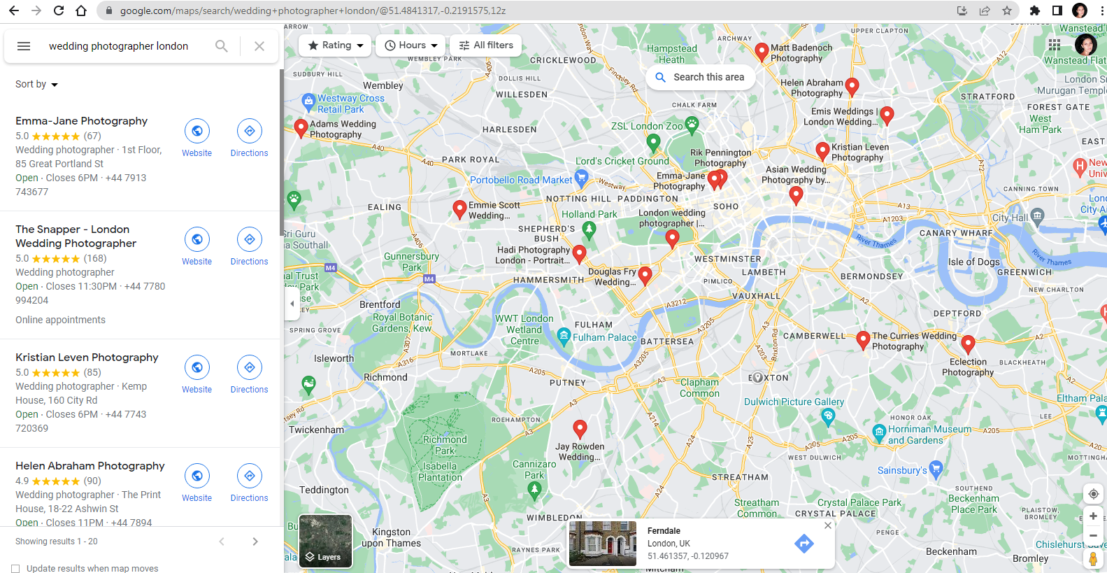 Search for companies on Google Maps