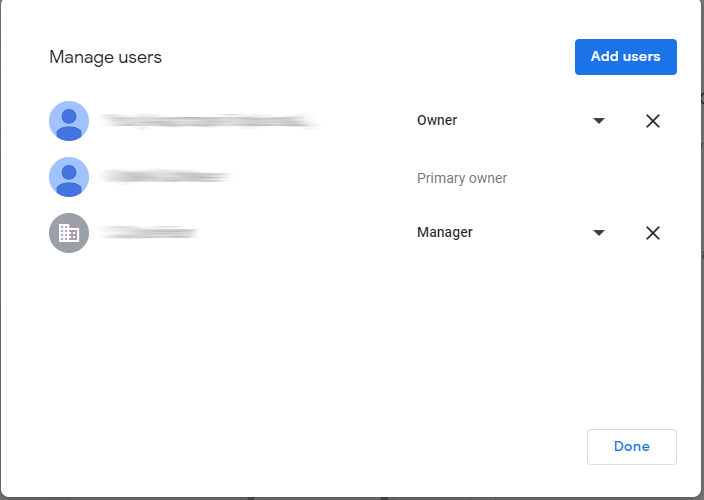 Google Business Profile. “Add users” button