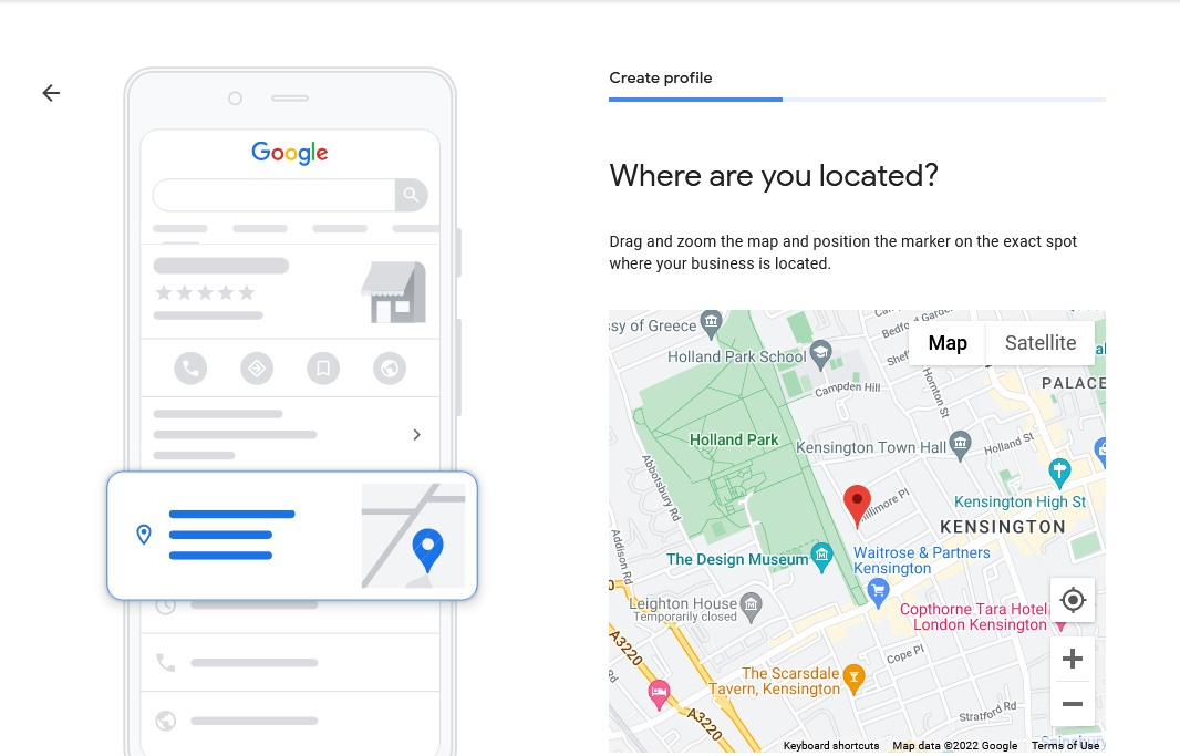 Next, Google will offer to mark an exact location of your office on a map